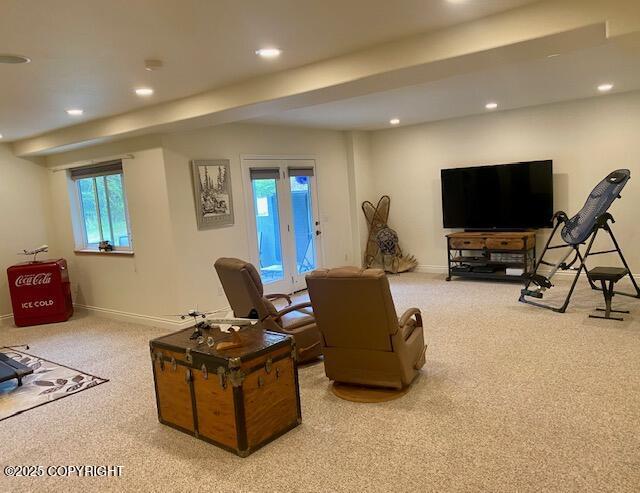 2295 N Filly Cir, Wasilla, AK 99654 - carpeted living area with recessed lighting and baseboards