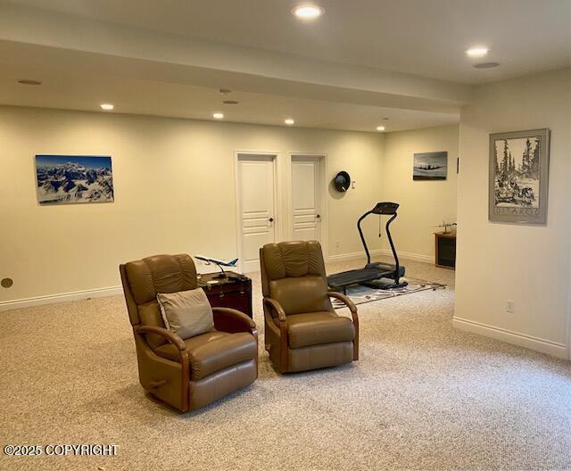 2295 N Filly Cir, Wasilla, AK 99654 - sitting room with carpet floors, baseboards, and recessed lighting