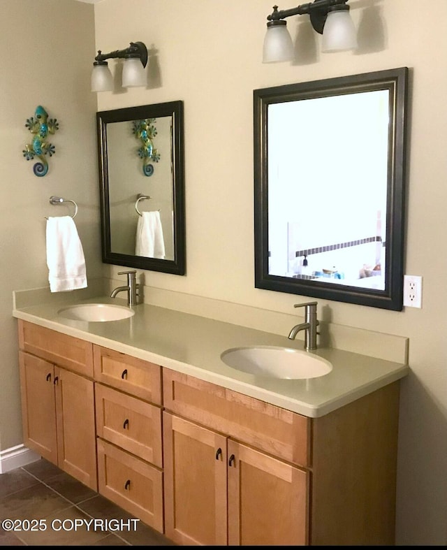 2295 N Filly Cir, Wasilla, AK 99654 - full bath with double vanity and tile patterned floors