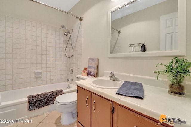 4147 Hampton Dr # 10D, Anchorage, AK 99504 - bathroom with vanity, toilet, shower / bath combination, and tile patterned floors