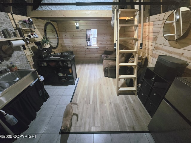 2246 S Fian Dr, Wasilla, AK 99654 - bedroom with wood walls and wood finished floors