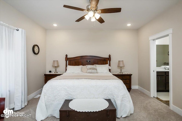 1630 S Corwin Ln, Wasilla, AK 99654 - bedroom with carpet floors, baseboards, ensuite bathroom, and recessed lighting