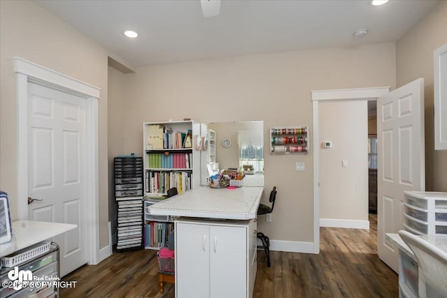 1630 S Corwin Ln, Wasilla, AK 99654 - office space featuring dark wood-type flooring, baseboards, and recessed lighting