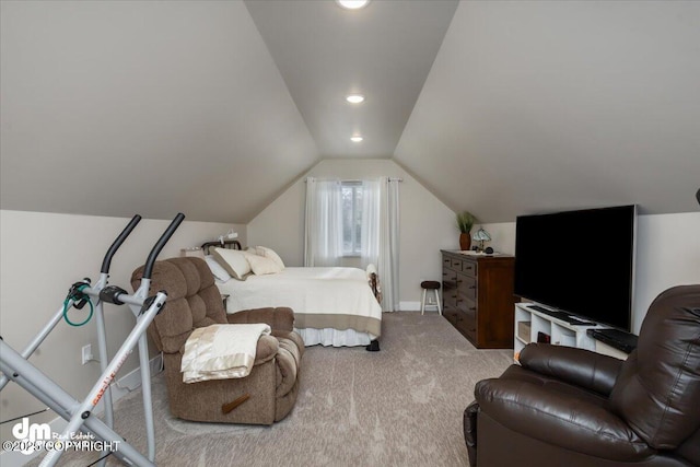 1630 S Corwin Ln, Wasilla, AK 99654 - bedroom with carpet floors, vaulted ceiling, and baseboards