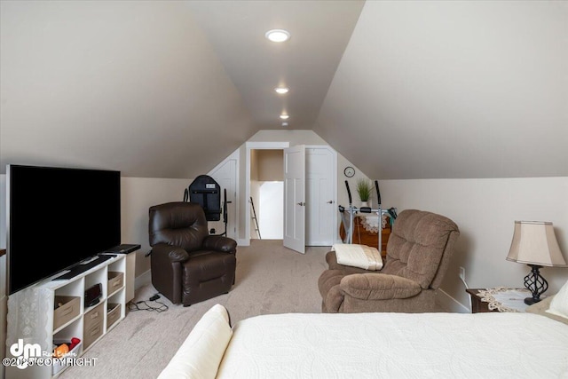 1630 S Corwin Ln, Wasilla, AK 99654 - carpeted bedroom featuring lofted ceiling