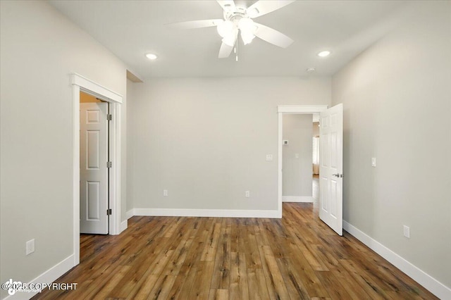 1630 S Corwin Ln, Wasilla, AK 99654 - empty room featuring a ceiling fan, wood finished floors, and recessed lighting