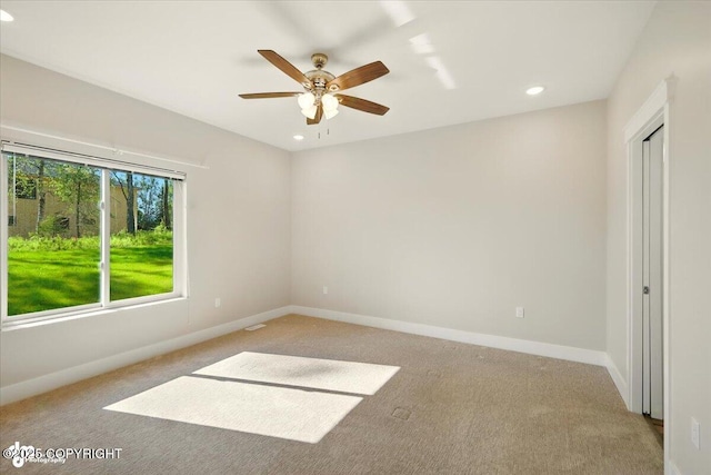 1630 S Corwin Ln, Wasilla, AK 99654 - unfurnished room featuring light carpet, recessed lighting, and ceiling fan