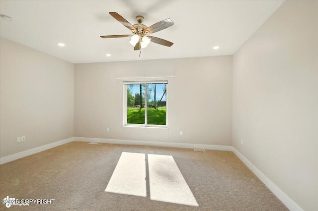 1630 S Corwin Ln, Wasilla, AK 99654 - carpeted empty room with a ceiling fan and recessed lighting