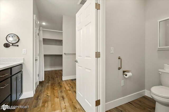 1630 S Corwin Ln, Wasilla, AK 99654 - bathroom featuring wood-type flooring and vanity