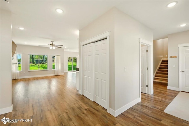 1630 S Corwin Ln, Wasilla, AK 99654 - hall with wood finished floors, recessed lighting, and stairway