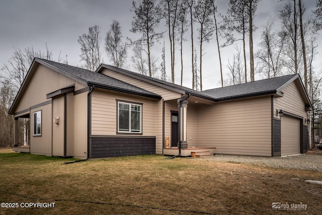 6552 N Michelle Rae St, Wasilla, AK 99654 - ranch-style home with a garage, a front lawn, driveway, and a shingled roof