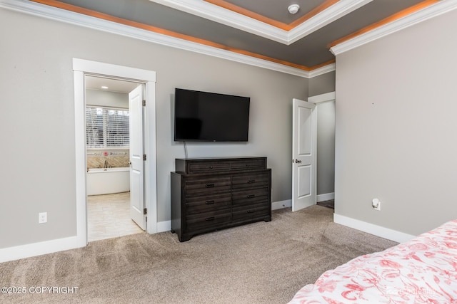 6552 N Michelle Rae St, Wasilla, AK 99654 - carpeted bedroom with crown molding, baseboards, and ensuite bathroom