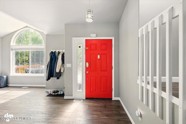 1320 S Felton St, Palmer, AK 99645 - foyer with wood finished floors, baseboards, and lofted ceiling