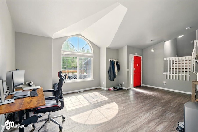 1320 S Felton St, Palmer, AK 99645 - office space featuring lofted ceiling, wood finished floors, and baseboards
