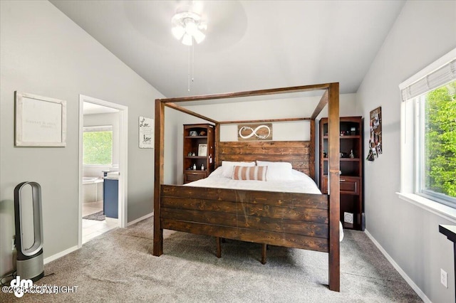 1320 S Felton St, Palmer, AK 99645 - bedroom featuring carpet flooring, lofted ceiling, multiple windows, and ensuite bath