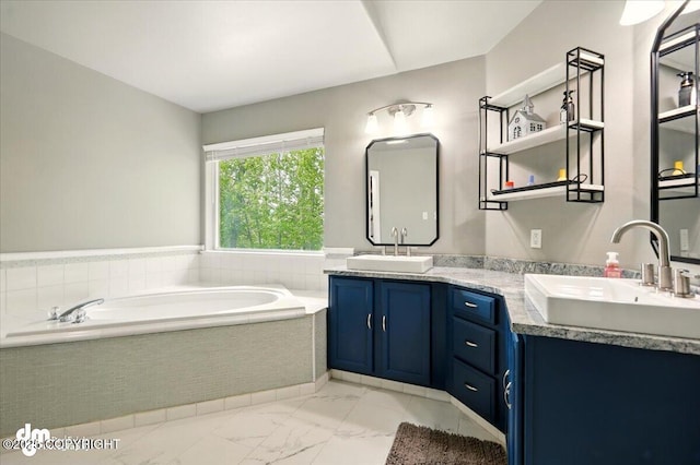 1320 S Felton St, Palmer, AK 99645 - full bath with marble look tiles, a bath, and double vanity