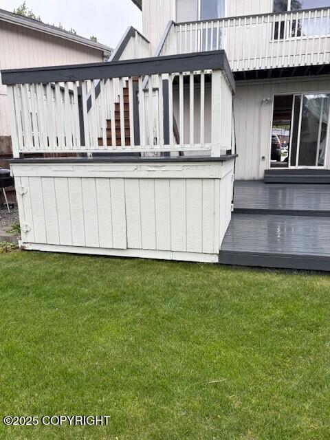 3233 Tayshee Cir, Anchorage, AK 99504 - wooden terrace with a yard