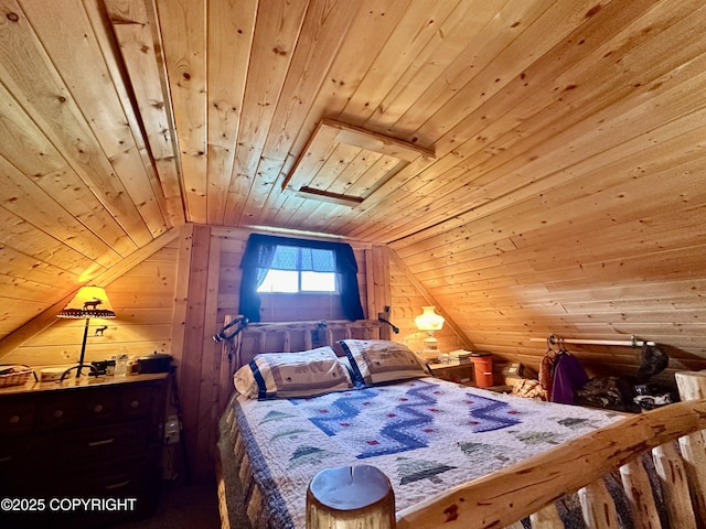 31795 Whiskey Gulch St, Anchor Point, AK 99556 - bedroom featuring wood ceiling, vaulted ceiling, and wooden walls