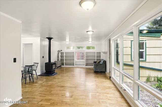 1948 Wildwood Ln, Anchorage, AK 99517 - sunroom with a wood stove