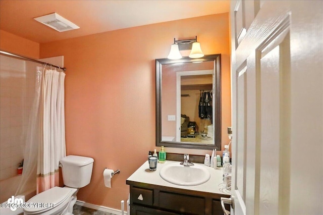 20182 Eagles Nest Ct # 5B, Eagle River, AK 99577 - bathroom with toilet, vanity, and shower / bath combination with curtain