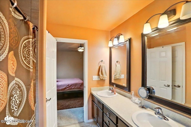 20182 Eagles Nest Ct # 5B, Eagle River, AK 99577 - ensuite bathroom featuring double vanity and ceiling fan