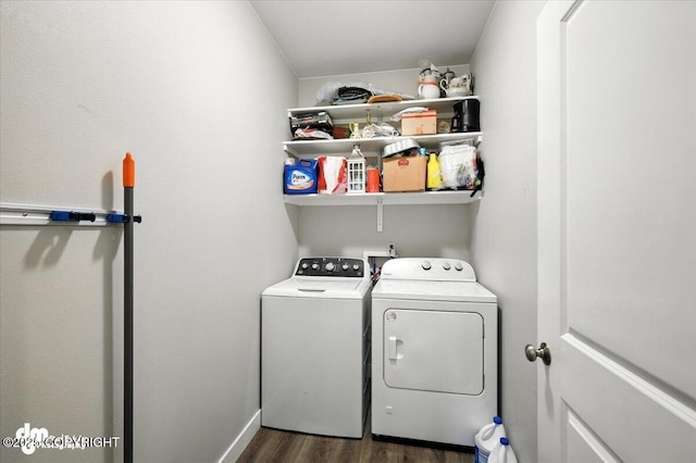 1521 N Kerry Ln, Wasilla, AK 99654 - laundry room with separate washer and dryer and dark wood-type flooring
