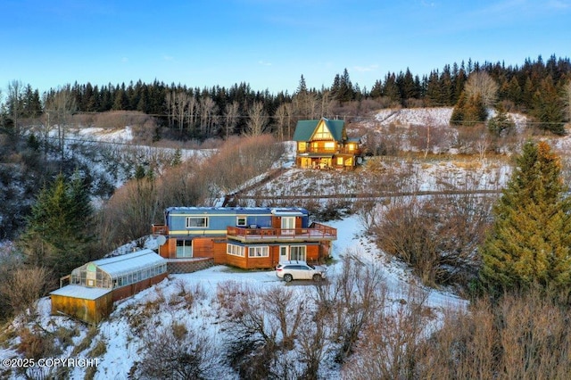 2525 Sterling Hwy, Homer, AK 99603 - snowy aerial view featuring a view of trees