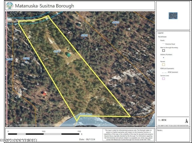 41873 S Running River Dr, Remote, AK 99676 - aerial view of property's location with property boundaries highlighted