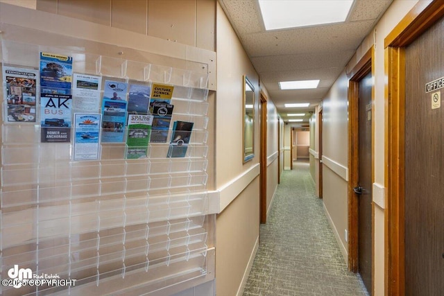 147 E Pioneer Ave, Homer, AK 99603 - corridor featuring baseboards, a paneled ceiling, and carpet flooring