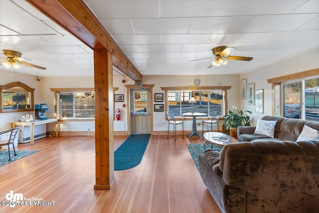 147 E Pioneer Ave, Homer, AK 99603 - living area featuring a ceiling fan, healthy amount of natural light, and wood finished floors