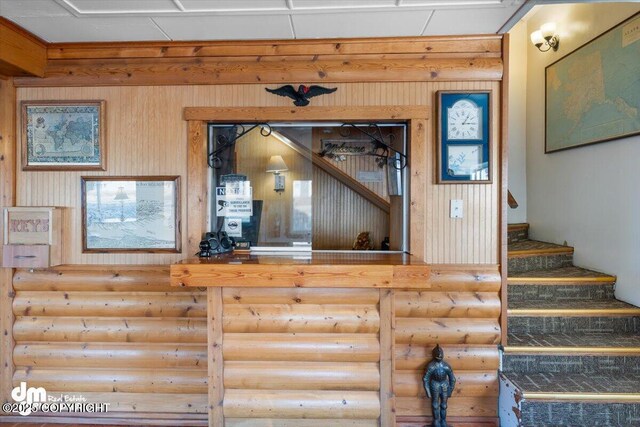 147 E Pioneer Ave, Homer, AK 99603 - stairway with rustic walls