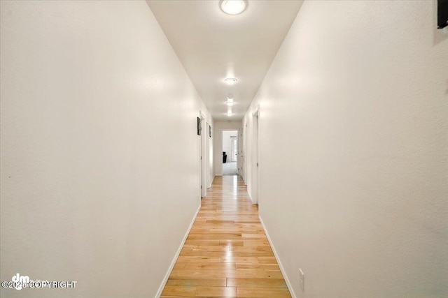 4588 Gold Mint Dr, Wasilla, AK 99654 - hallway featuring baseboards and light wood-style floors