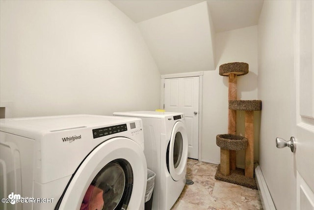 4588 Gold Mint Dr, Wasilla, AK 99654 - laundry area with separate washer and dryer and a baseboard radiator