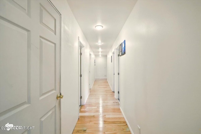 4588 Gold Mint Dr, Wasilla, AK 99654 - hallway featuring light wood-type flooring and baseboards