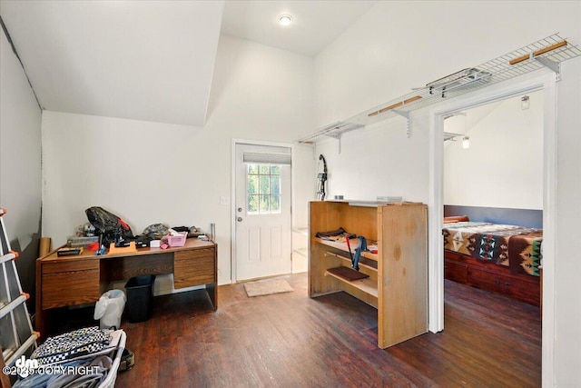 4588 Gold Mint Dr, Wasilla, AK 99654 - office featuring wood finished floors and high vaulted ceiling