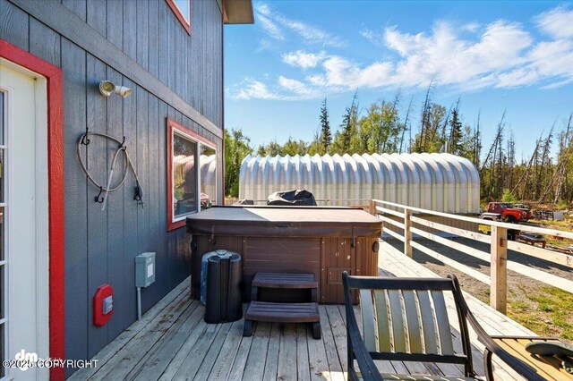 4588 Gold Mint Dr, Wasilla, AK 99654 - deck featuring a hot tub
