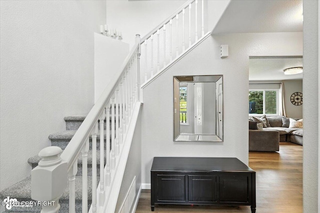 2213 N Tabasco Cat Dr, Palmer, AK 99645 - stairway featuring wood finished floors