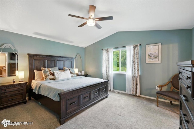 2213 N Tabasco Cat Dr, Palmer, AK 99645 - bedroom featuring lofted ceiling, light colored carpet, and ceiling fan
