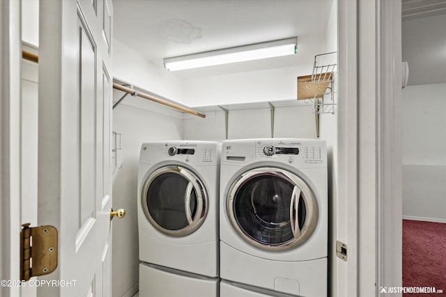 10931 Adanak Cir, Eagle River, AK 99577 - laundry area with washer and dryer and carpet floors