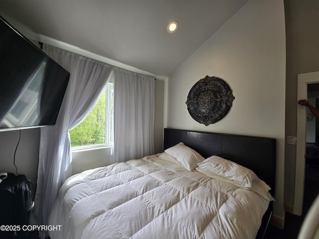 17690 E Idle Dr, Palmer, AK 99645 - bedroom featuring lofted ceiling and recessed lighting