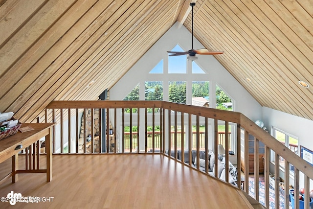 41722 Charlie Dr, Homer, AK 99603 - bonus room with high vaulted ceiling, a ceiling fan, and wood finished floors