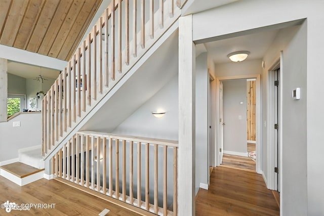 41722 Charlie Dr, Homer, AK 99603 - stairway with wood finished floors and vaulted ceiling