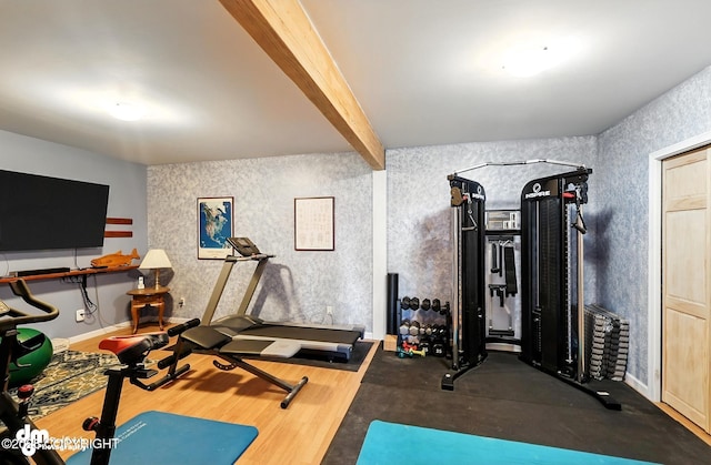 41722 Charlie Dr, Homer, AK 99603 - exercise room featuring wood finished floors and baseboards