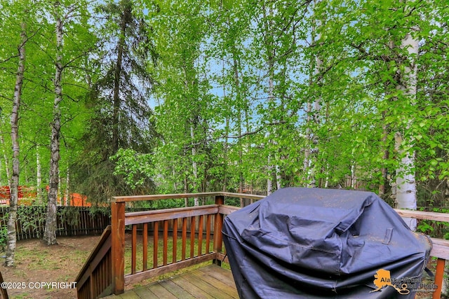 18739 Sarichef Loop, Eagle River, AK 99577 - deck featuring a grill and a fenced backyard