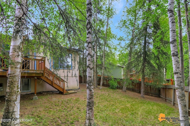18739 Sarichef Loop, Eagle River, AK 99577 - view of yard with stairway and a wooden deck