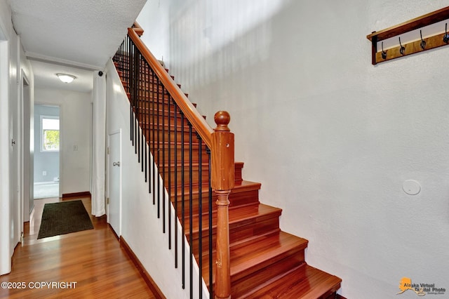 7075 Weimer Rd # 6, Anchorage, AK 99502 - staircase with wood finished floors and baseboards