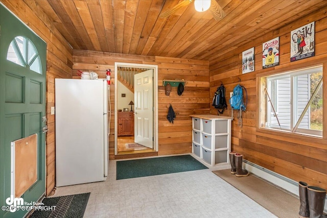 20838 Helluva St, Chugiak, AK 99567 - misc room with wood walls, wood ceiling, baseboard heating, and a ceiling fan