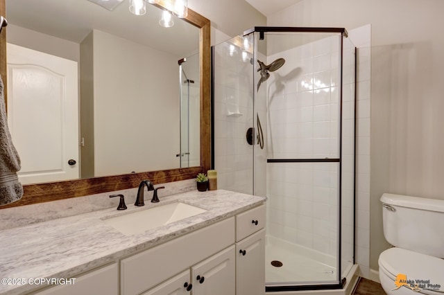 740 Botanical Heights Cir, Anchorage, AK 99515 - full bath featuring toilet, vanity, and a stall shower