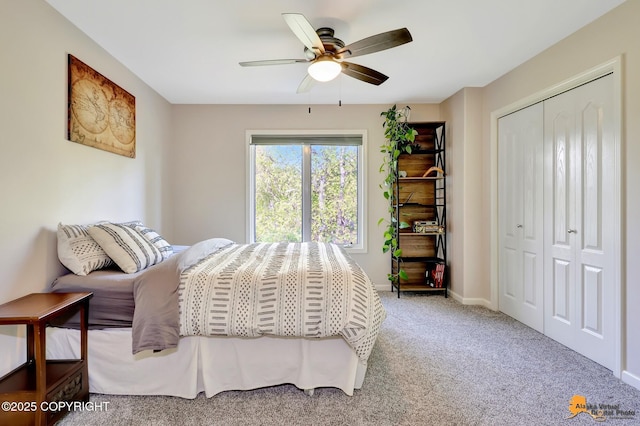 740 Botanical Heights Cir, Anchorage, AK 99515 - carpeted bedroom with a closet, a ceiling fan, and baseboards