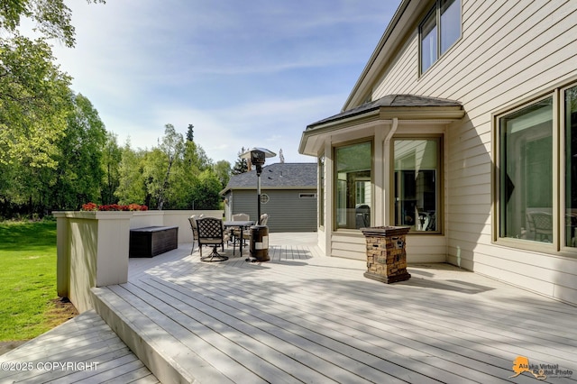 740 Botanical Heights Cir, Anchorage, AK 99515 - wooden deck with outdoor dining space